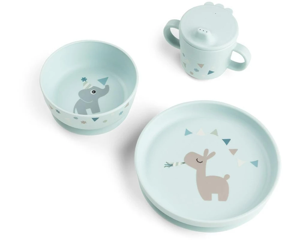 done by deer Kindergeschirrset Saugfuss Celebration Blau