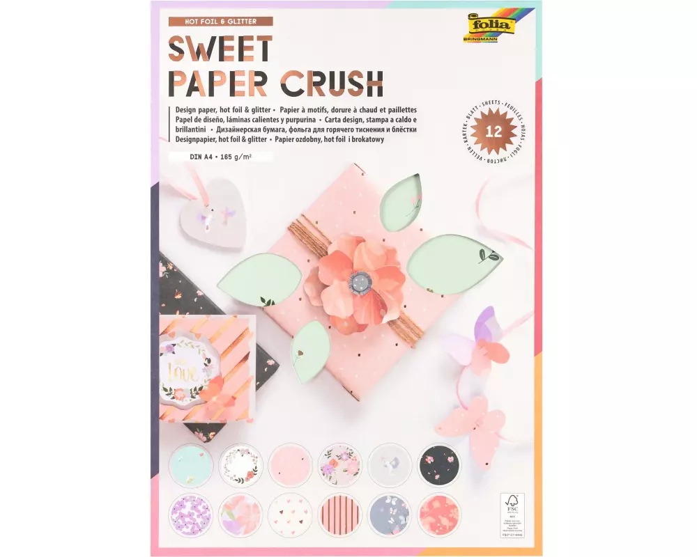 Folia Designpapier Sweet Paper Crush A4, 165 g/m², 12 Blatt