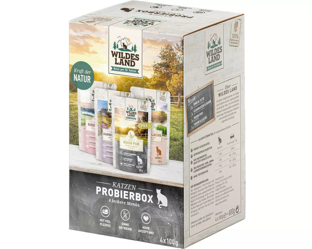 Wildes Land Adult Pouch Probierbox 4 x 100 g