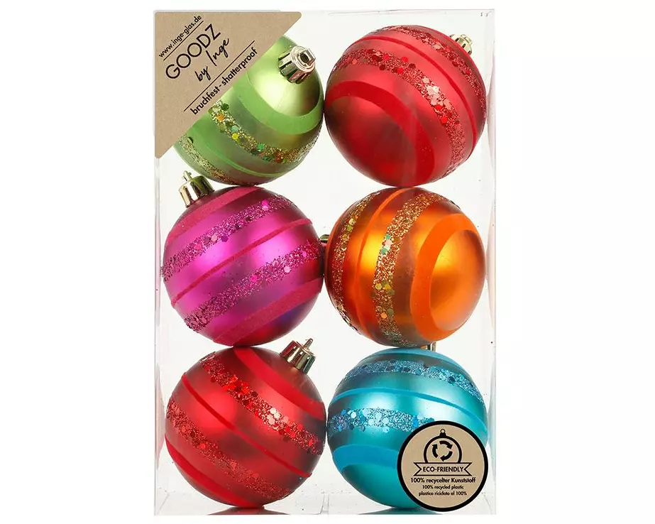 INGES CHRISTMAS DECOR Weihnachtskugel Mille Fiori-Mix Ø 8 cm 6 Stück