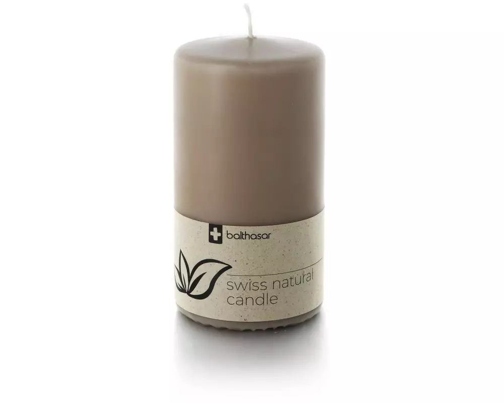 balthasar Zylinderkerze Swiss Natural Candle 12 x 6 cm Taupe