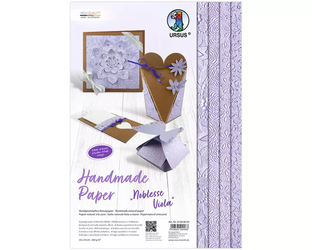 URSUS Bastelpapier Noblesse 23 x 33 cm, 200 g/m², 8 Blatt, Viola