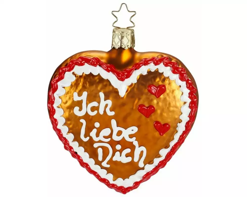 Inge Glas Manufaktur Weihnachtskugel Lebkuchenherz Mehrfarbig