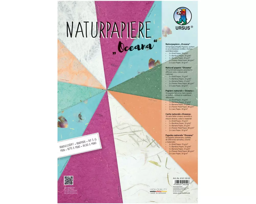 URSUS Bastelpapier Naturpapier Oceana 23 x 33 cm, 70 g/m², 10 Bl