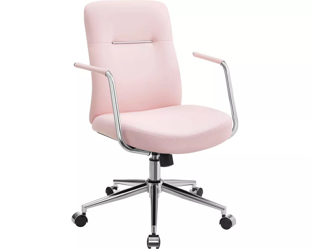 Songmics Bürostuhl mit Polsterrücken und Armlehnen, Rosa