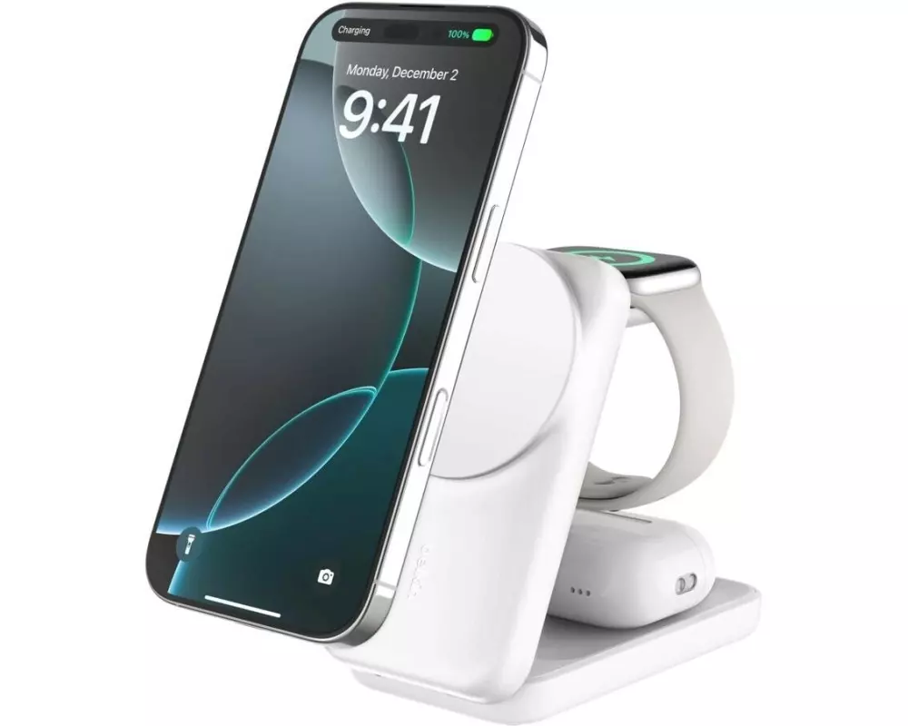Belkin Wireless Charger UltraCharge 3in1 eckig, Weiss
