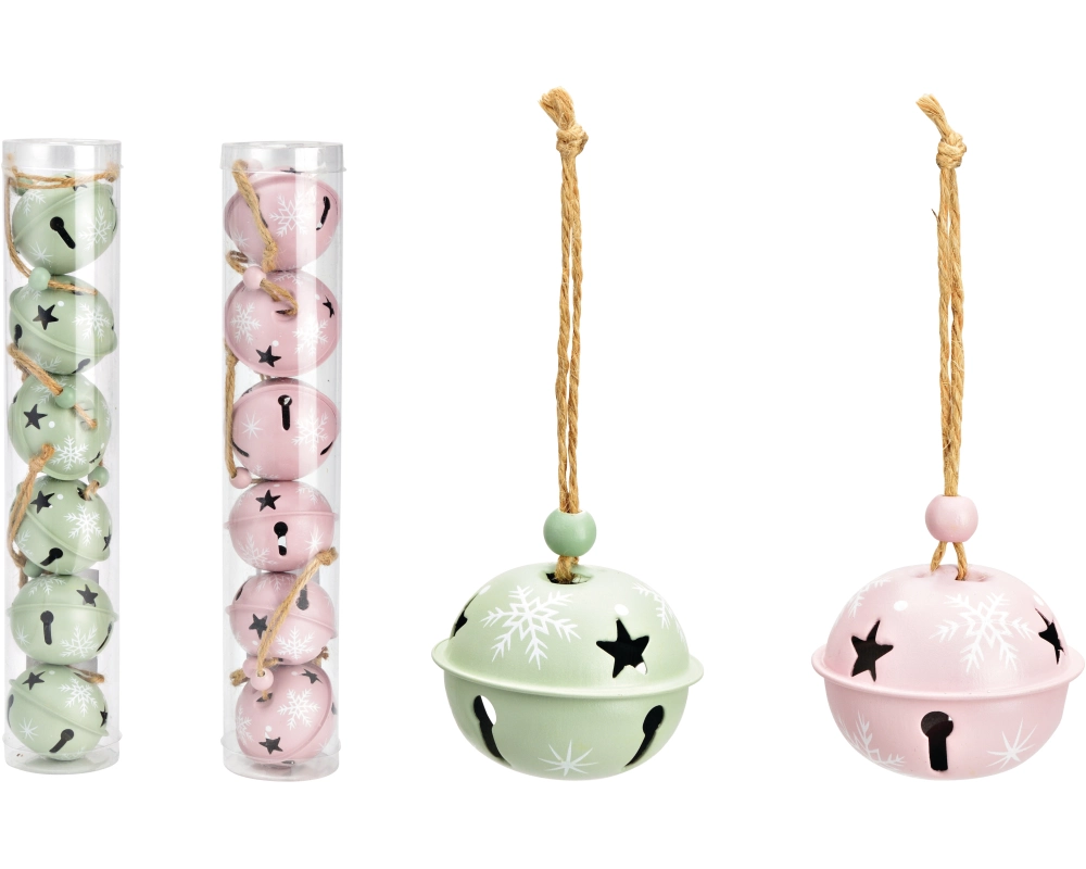 ROOST Weihnachtsanhänger 5x4cm 10040571 Glocke, assortiert 6 Stück