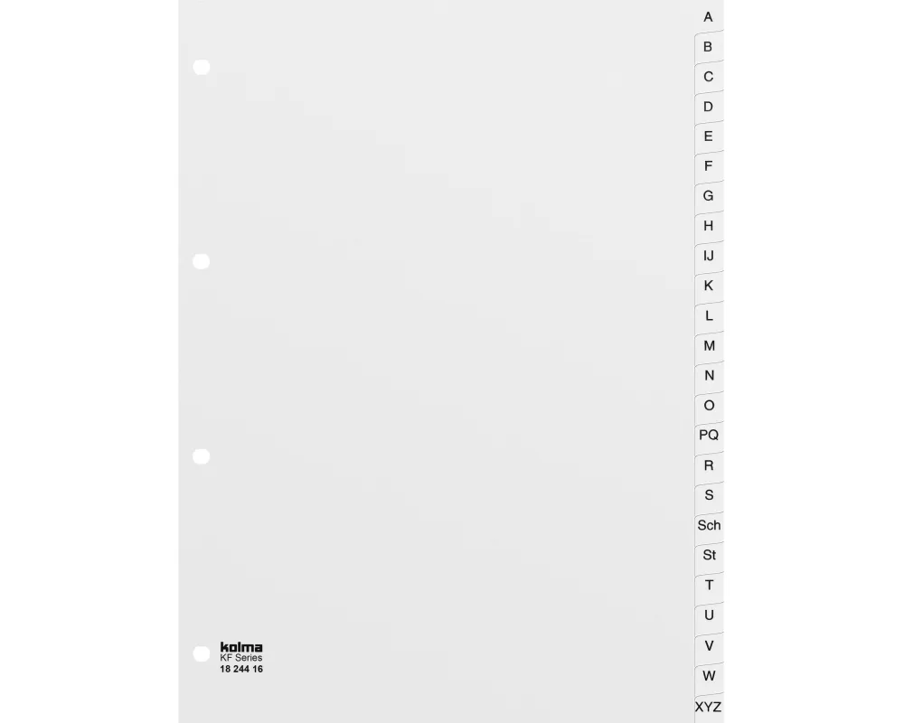 Kolma Register A4 Weiss, A-Z, volldeckend