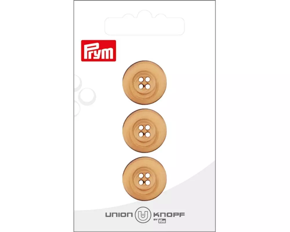 Prym Union Knopf Knöpfe 4-Loch 18 mm, 3 Stück, Beige