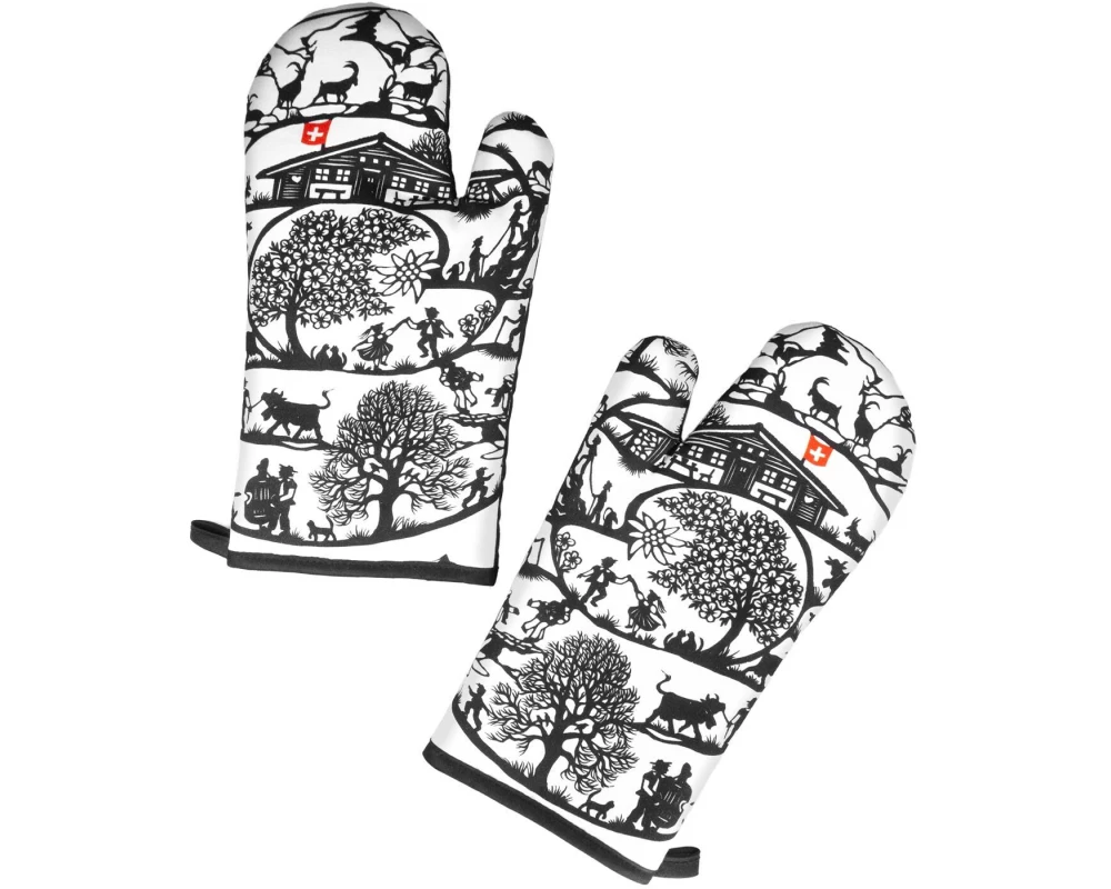 Trendform Küchenhandschuh Swiss Tradition 2 Stück, Schwarz/Weiss