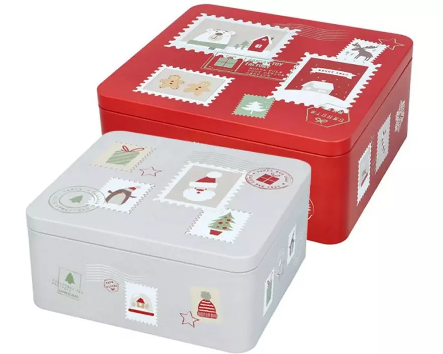 RBV Birkmann Guetzli-Dose Dear Santa 18x16x8/21x19 x 9 cm, 2-teilig Set
