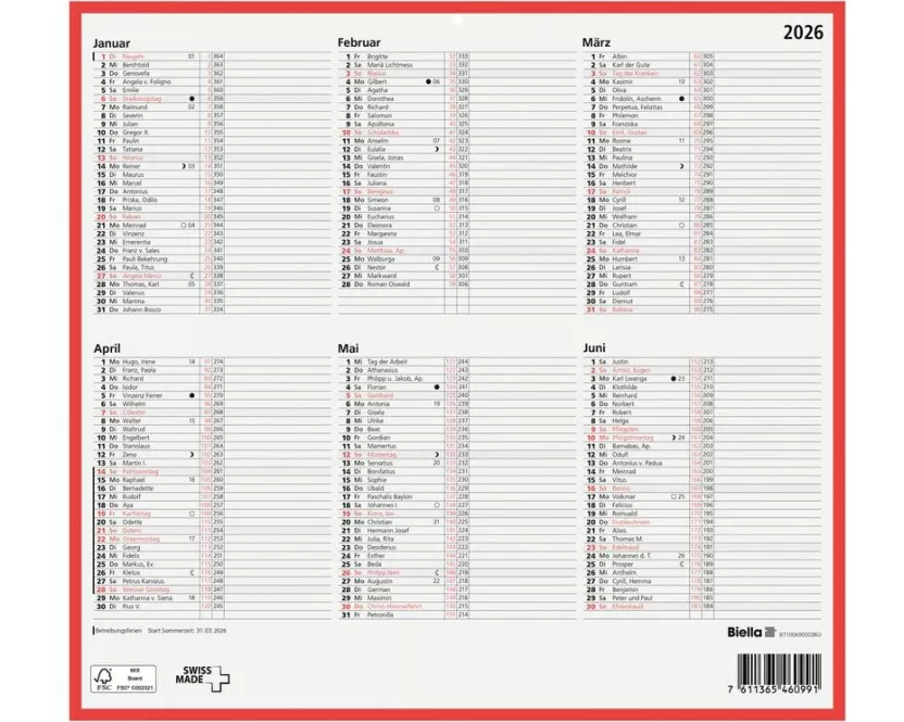 Biella Tafelkalender D, 32 x 29.7 cm