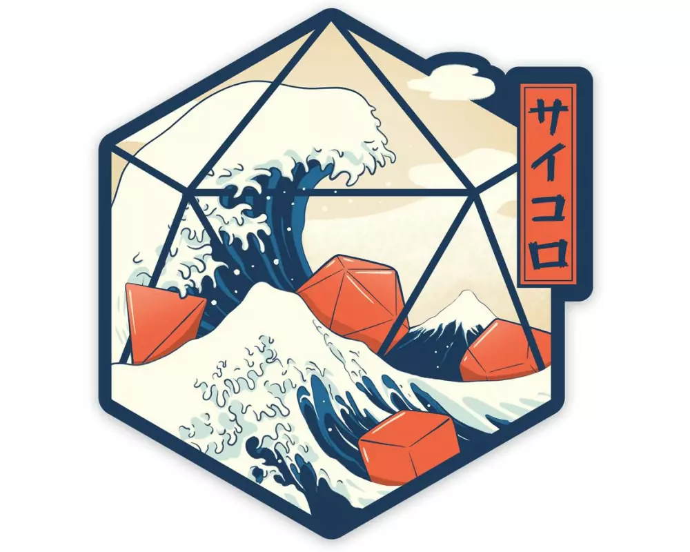 Glass Staff Great Wave of Dice Sticker Mehrfrabig