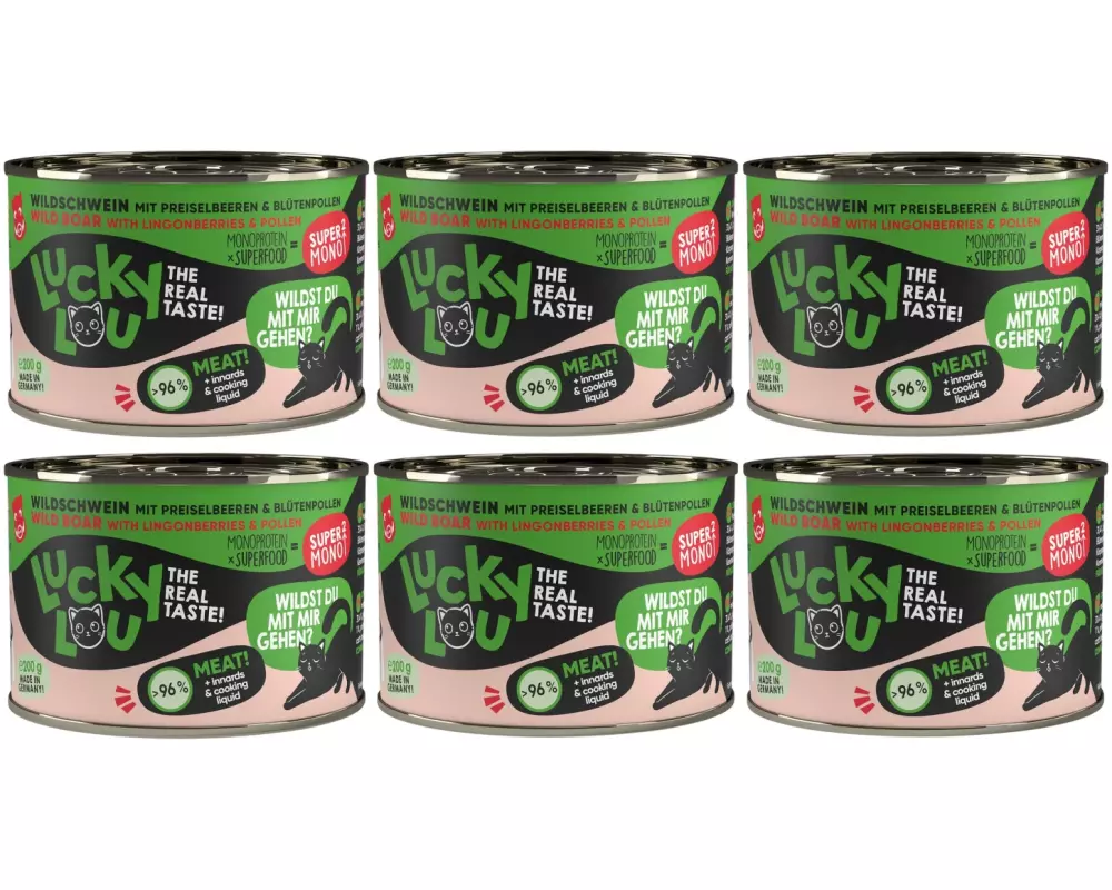 Lucky Lou Nassfutter SuperMono Wildschwein, 6 x 200 g