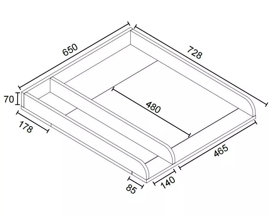 VCM Wickelaufsatz Malira M 65 x 7 cm, Weiss