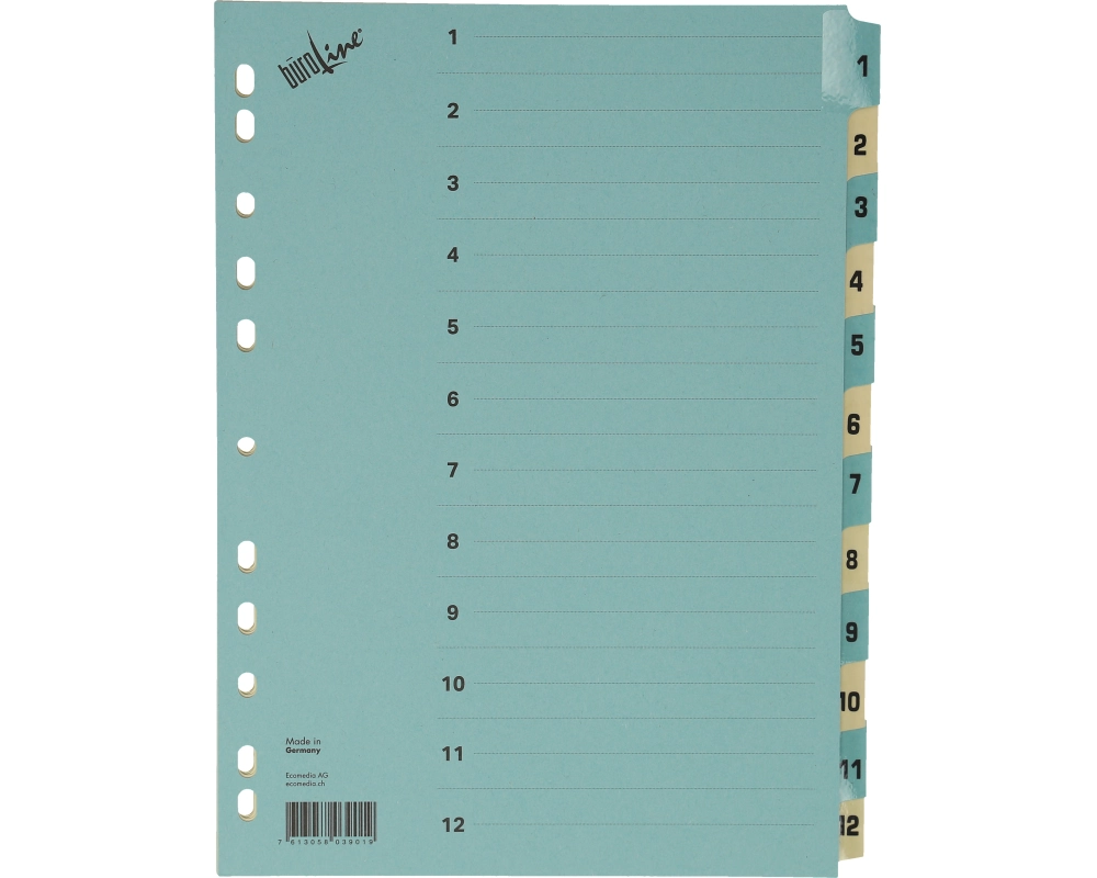 BÜROLINE Kartonregister A4 40550 blau/beige 1-12