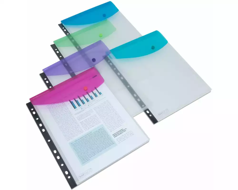 Rapesco Dokumentenmappe A4, assortierte Farben, 5 Stück