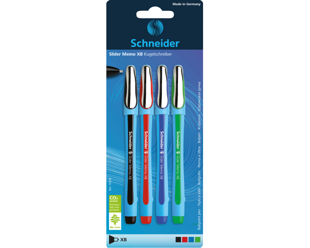 SCHNEIDER Kugelschreiber Slider Memo XB 75020 ass., 4 Stück