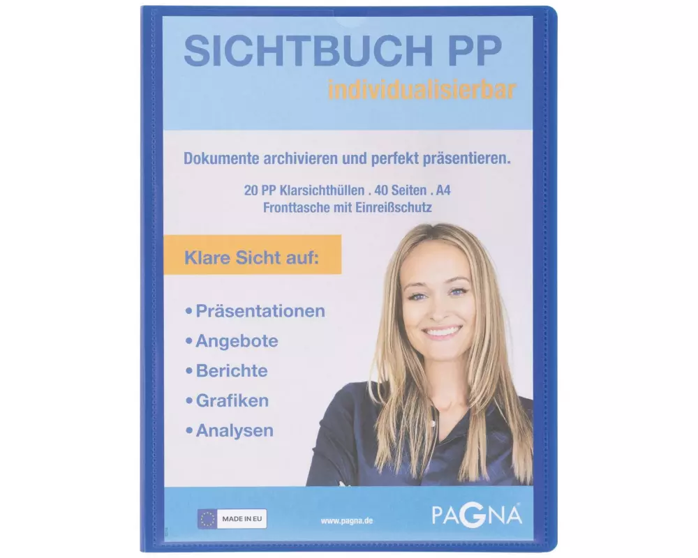 Pagna Sichtbuch mit Fronttasche, Office A4 Blau