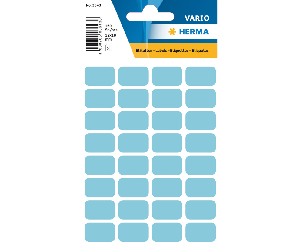 HERMA Etiketten 12×18mm 3643 blau 160 Stück