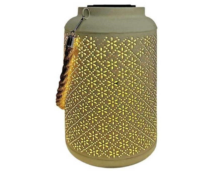 Dameco LED Solar Laterne in Gelb aus Metall D15.5 cm H25.5 cm