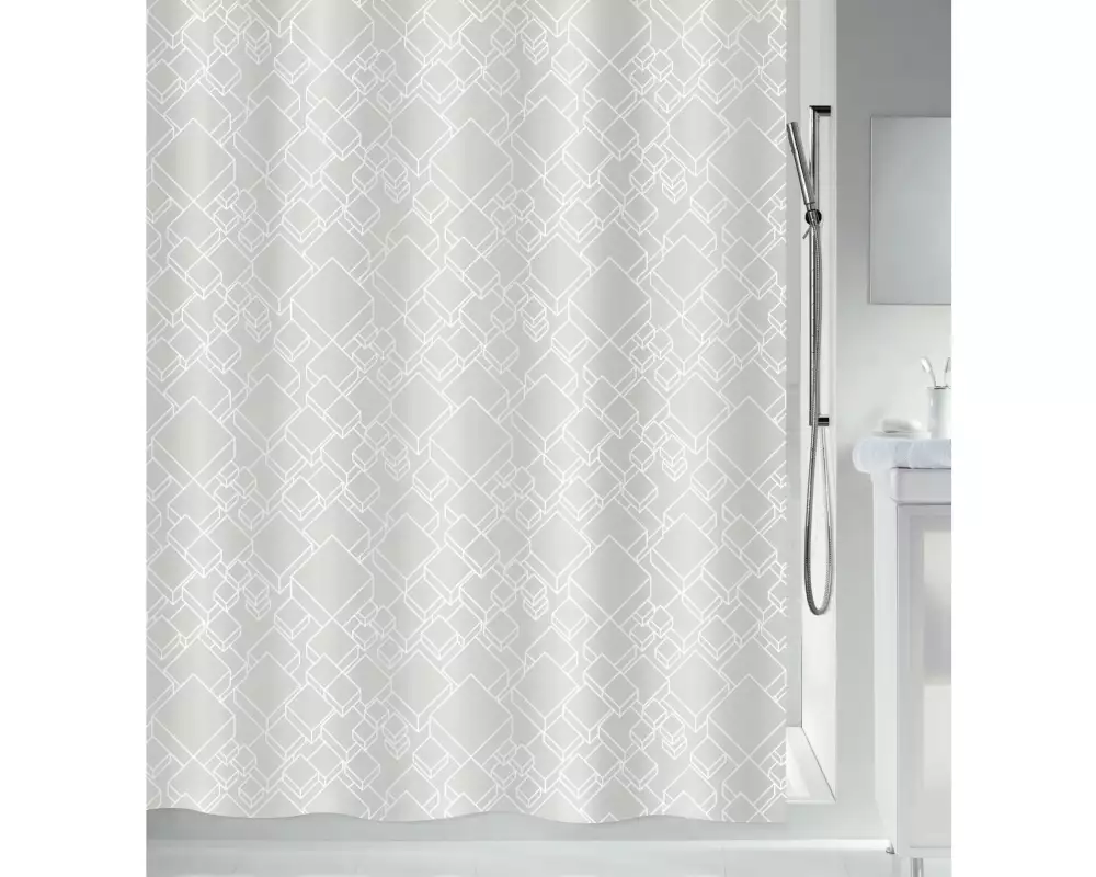 spirella Duschvorhang Peer 180 x 200 cm, Grau/Weiss