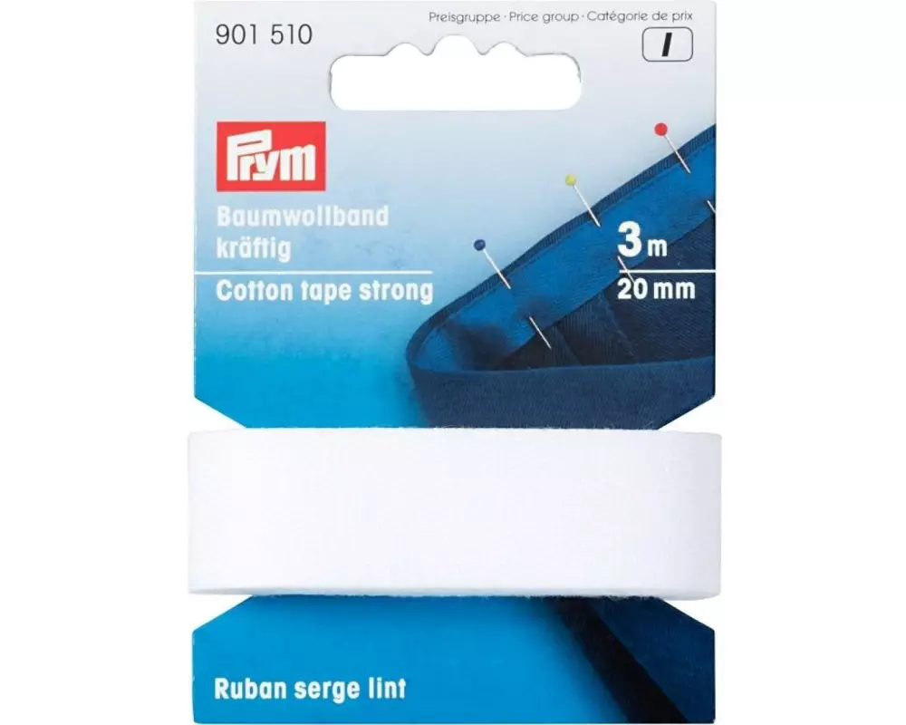 Prym Baumwollband 20 mm, Weiss