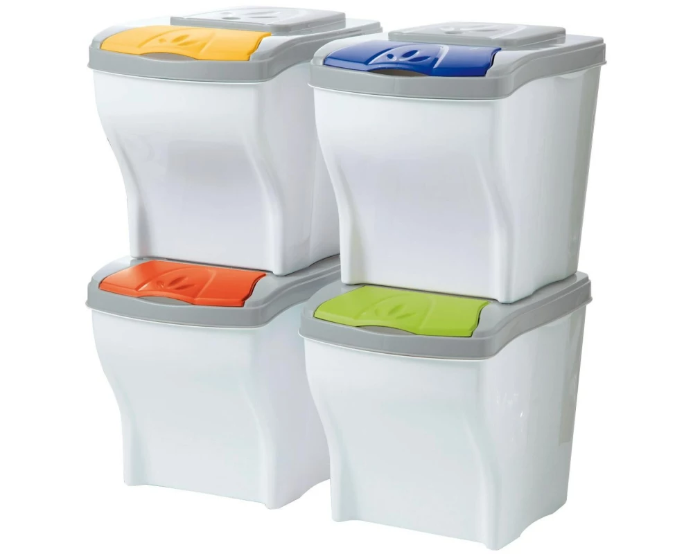 Edi Baur Mülltrennsystem Poker 4 x 20 l 80 l, Mehrfarbig