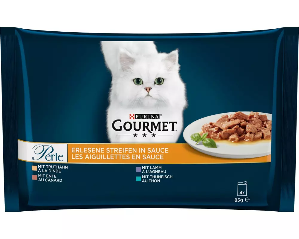 Purina Gourmet Nassfutter Truthahn, Thunfisch, Ente, Lamm 4 x 85g