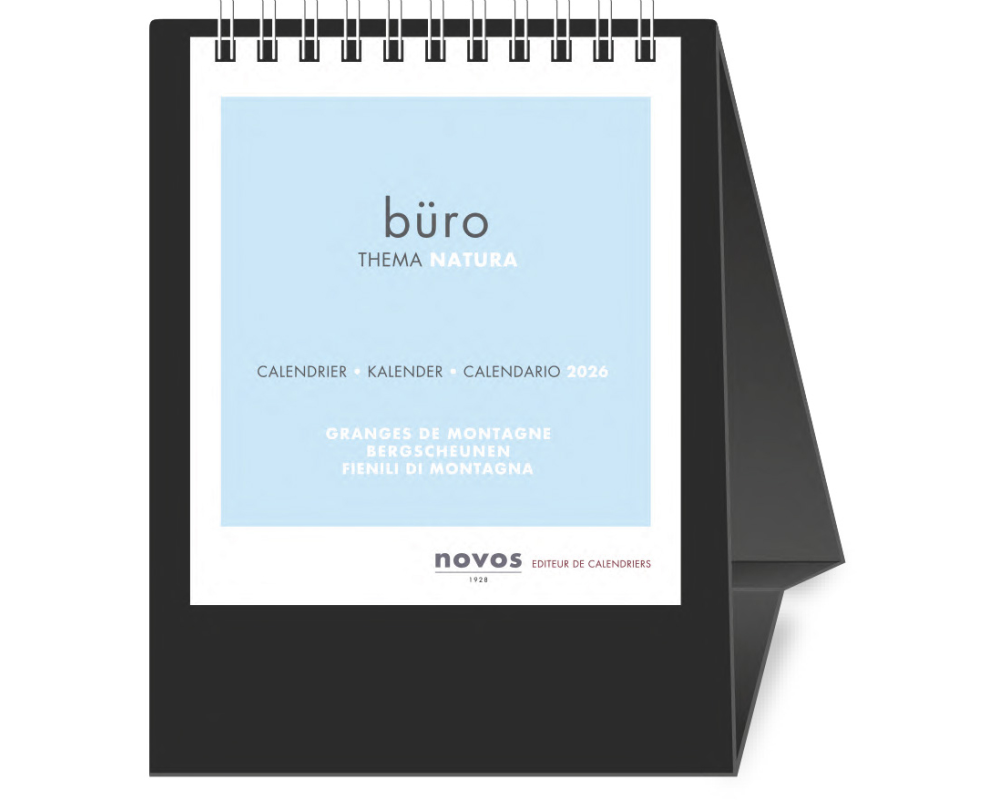 NOVOS Tischkalender Natura 2026 997052 1M/1S schwarz ML 11.5x14cm