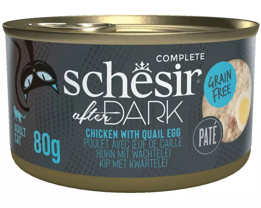 Schesir Nassfutter after Dark Complete Paté Huhn mit Wachtelei, 80 g
