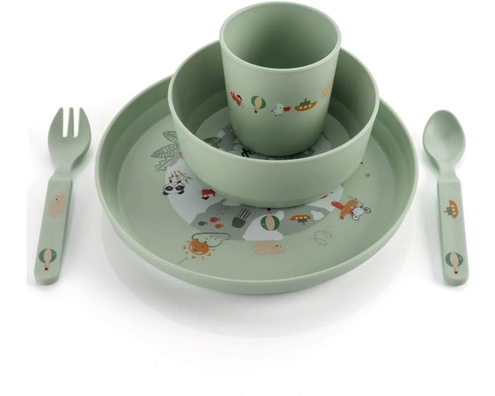 reer Kindergeschirrset Little Explorer Grün
