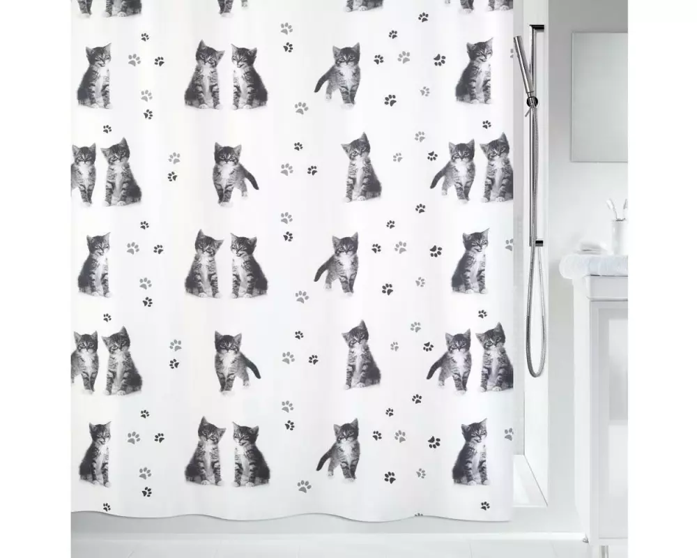 spirella Duschvorhang Kitty 180 x 200 cm Grau; Weiss