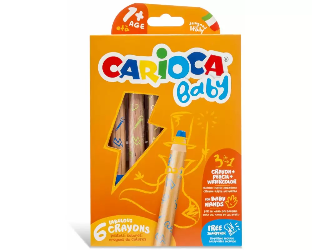 Carioca Farbstifte Baby 3 in 1 Ø 10 mm 6 Stück, Mehrfarbig