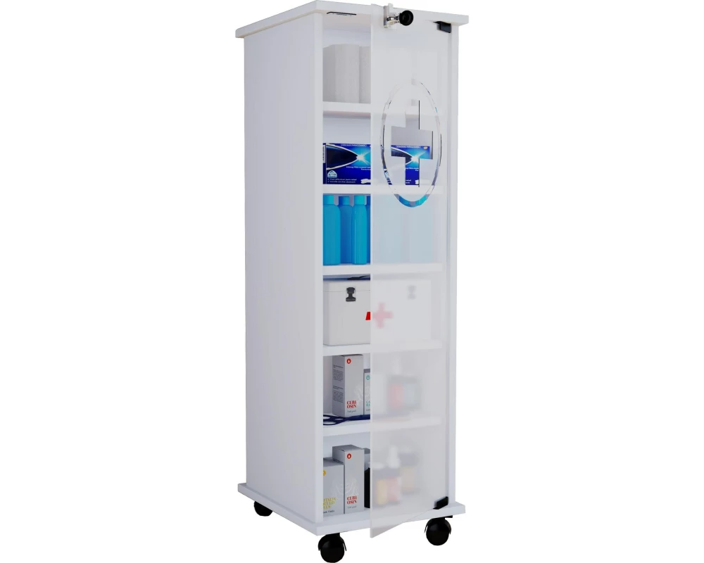 VCM Erste Hilfe Schrank Nilasu 98 x 31 x 35 cm, Weiss