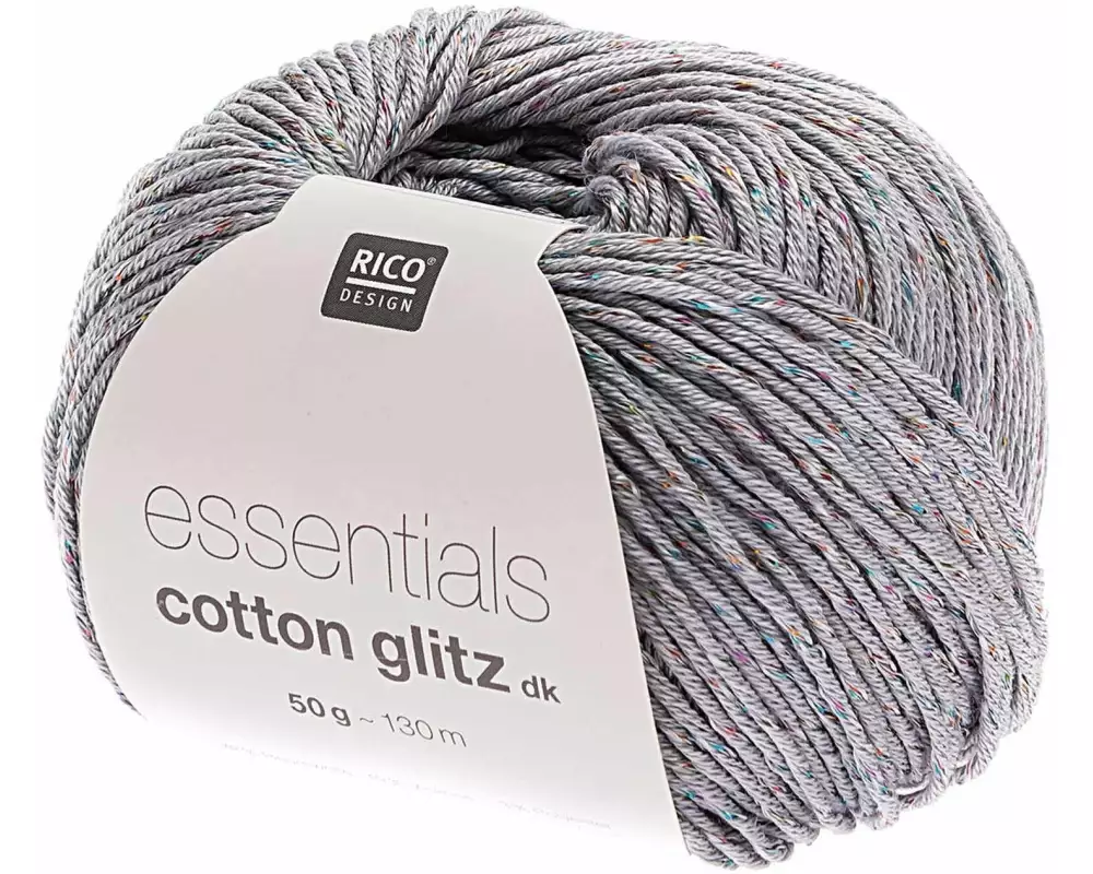 Rico Design Wolle Essentials Cotton Glitz DK 50 g Silbergrau