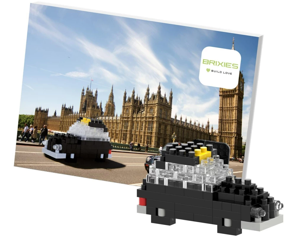 BRIXIES Bausteinmodell Postkarte London Taxi aus 77 Bausteinen