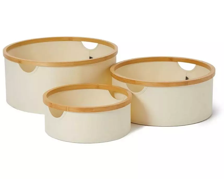 Lumaland Aufbewahrungsbox rund 3 Stück, Beige