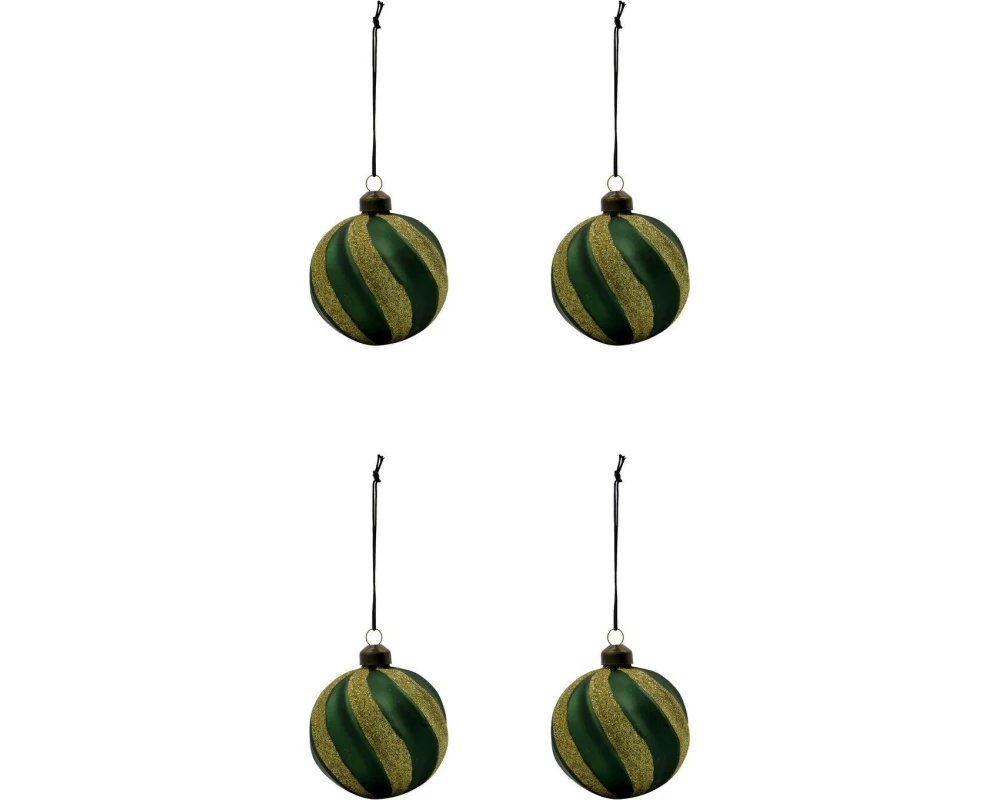 House Doctor Weihnachtskugel 4 Stück, Ø 8 cm, Grün