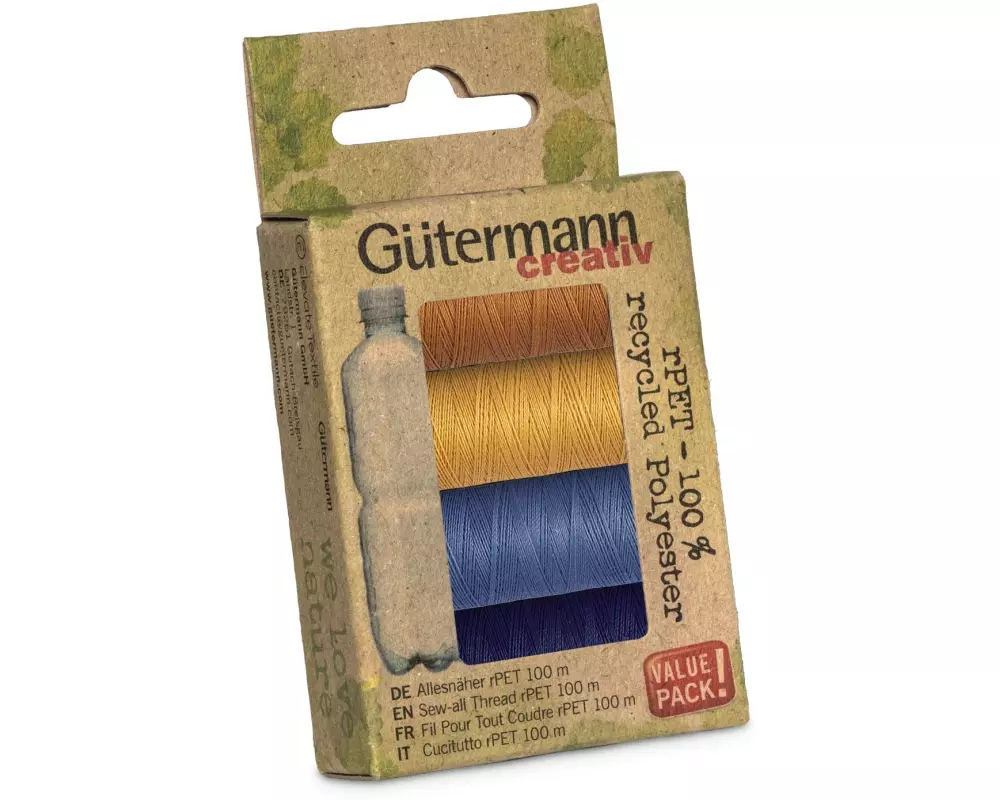 Gütermann Nähgarn-Set Allesnäher rPET Jeansauswahl 4 Stück, Mehrfarbig