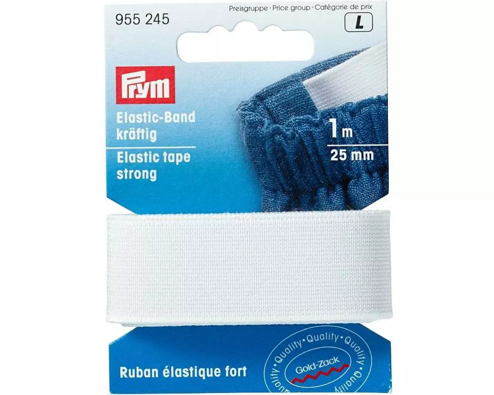 Prym Elastikband kräftig Weiss, 1 m x 25 mm