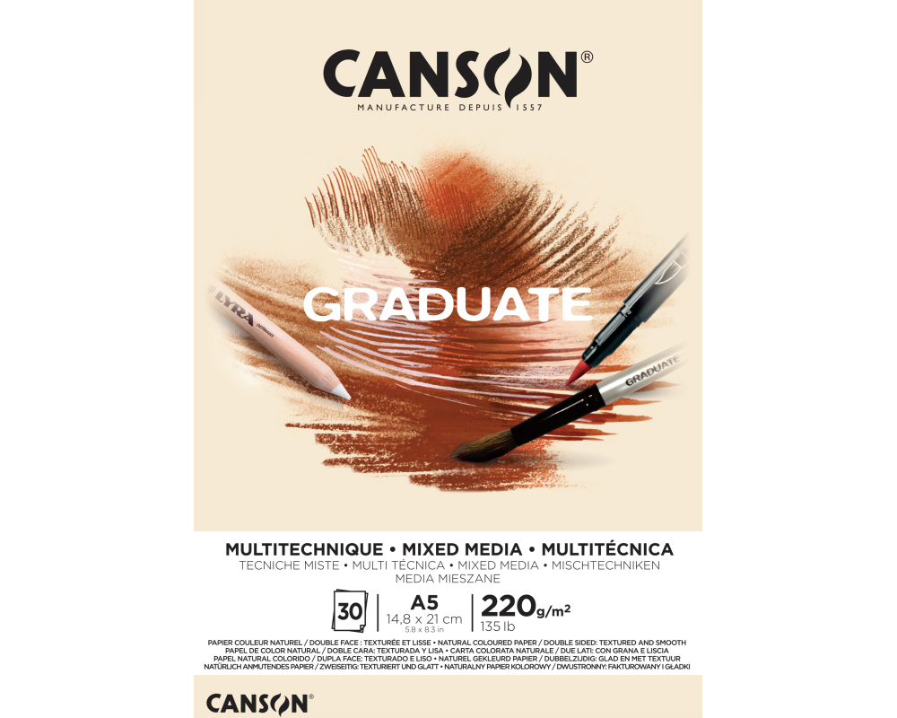 CANSON Graduate Mixed Media A5 400110367 20 Blatt, beige, 220g
