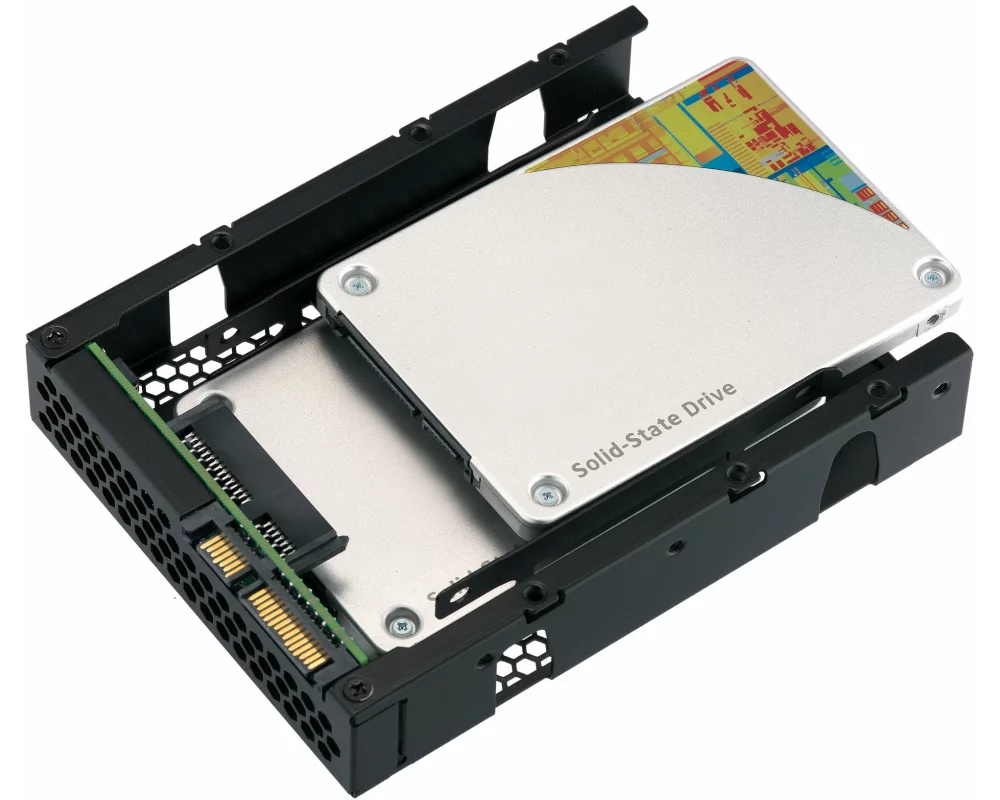 QNAP 3.5in SATA to dual 2.5in SATA drive adapter up to 9.5mm 2.5in drive height support hardware RAID 0/1 JBOD Individual disk modes