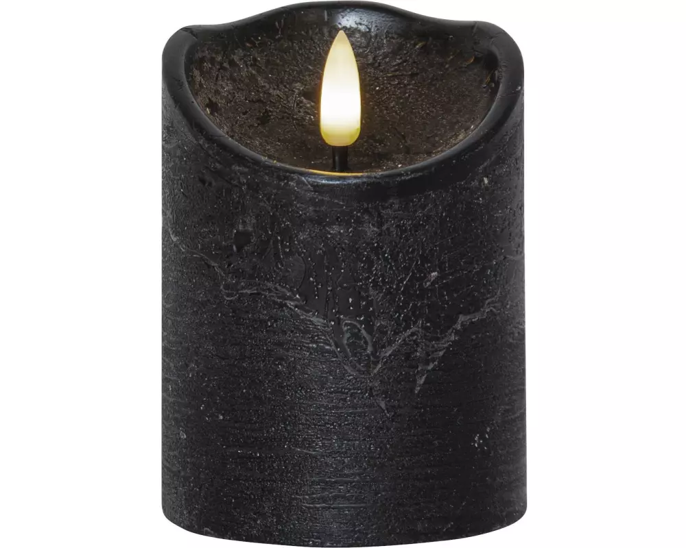 Star Trading LED-Kerze Flamme Rustic, Ø 7.5 x 10 cm, Schwarz
