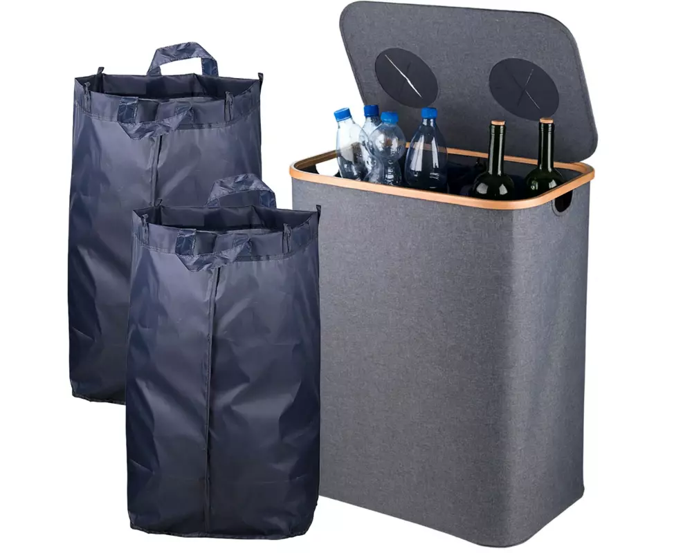 relaxdays Recyclingbehälter 140 L Grau