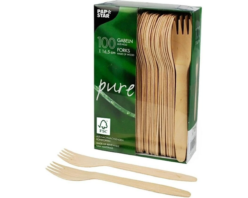 Papstar Einweg-Gabel Pure 100 Stück Braun