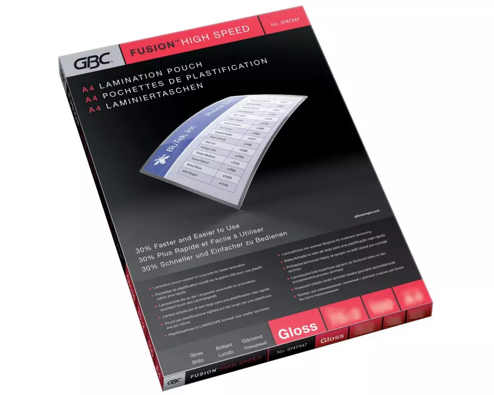 GBC Laminierfolie HighSpeed A4, 80 Mic, 100 Stück, glänzend