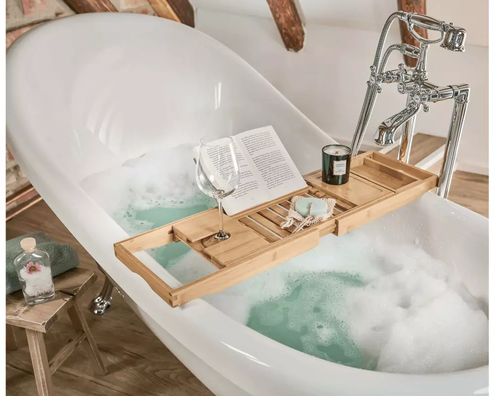 Zeller Present Badewannenablage mit Glashalter Nature