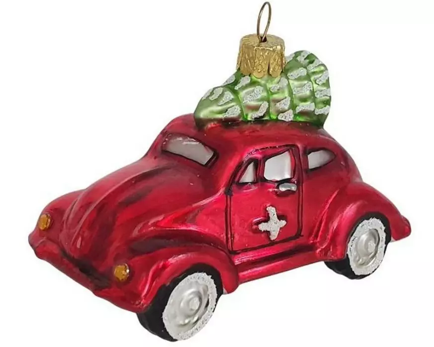 creanorm Weihnachtskugel VW Auto mit Tannenbaum Rot/Grün
