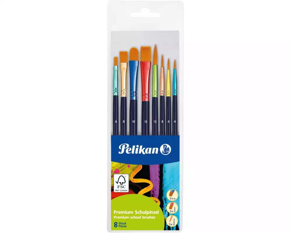 Pelikan Synthetikhaarpinsel Premium 8 Stück, diverse Grössen